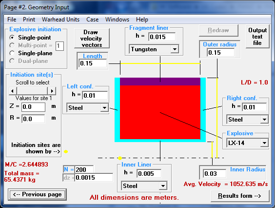 FWAC's graphical user interface makes it easy to set up shaped charges for analysis.