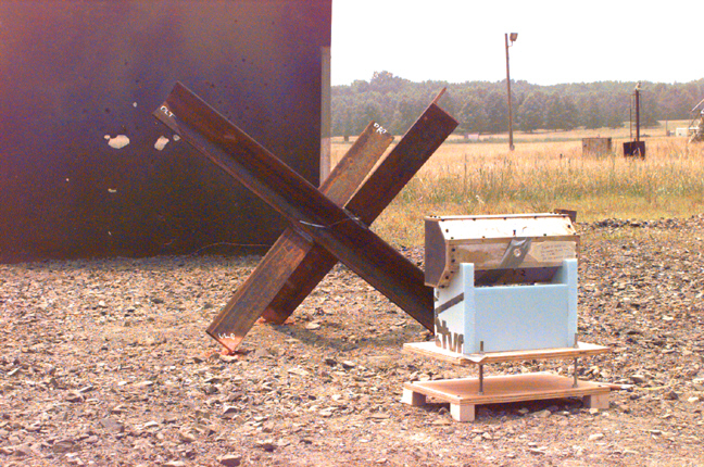 Test setup of LEFP against hedgehog obstacle.